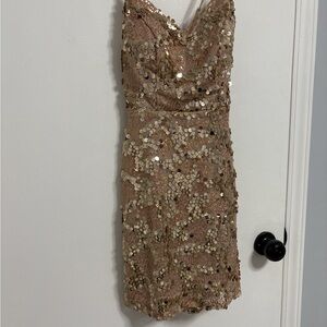 Elegant Sequin Mini Dress in champagne gold